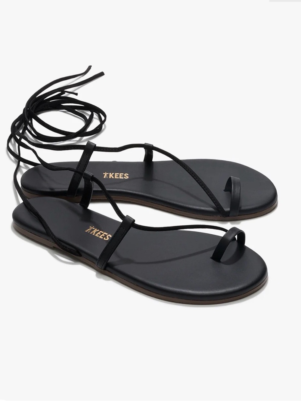 TKEES Joe Black Lace-Up Leather Wrap Sandals